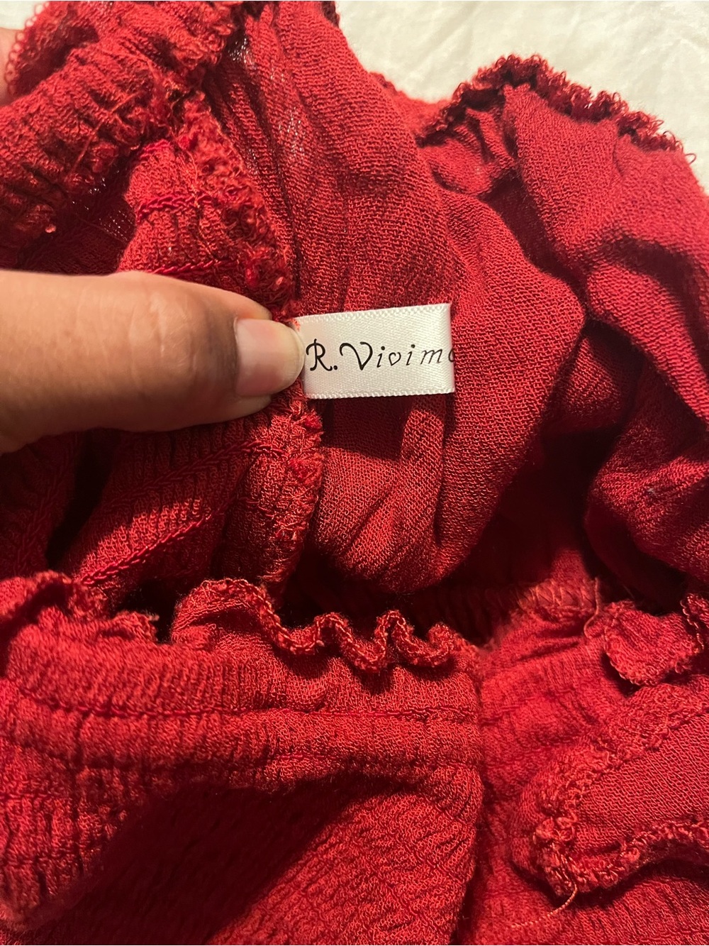 Red Strapless Ruffle Dress - Picture 4 of 4
